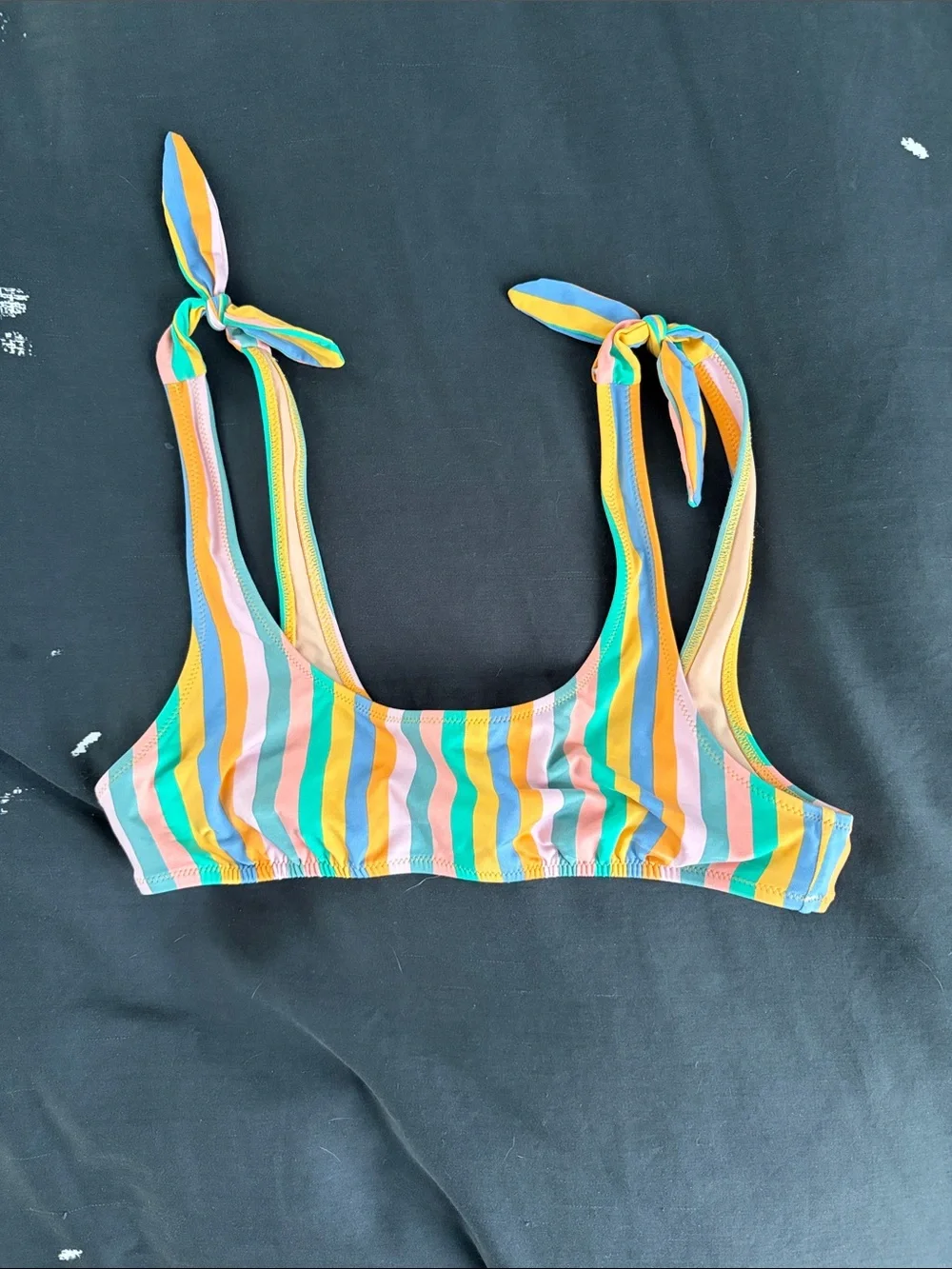 J Crew Playa Striped Tie-Shoulder Bikini Top in Multicolor - Picture 4 of 6